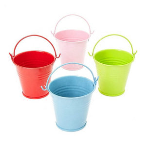 Mini Metal Tin Buckets with Handle Colorful Pail for Easter Party Favors for Kids at Home or for School Classrooms