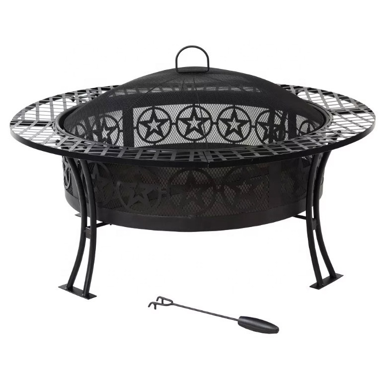 Multifunction Metal Steel Outdoor Camping Backyard Star Fire Pit Table BBQ Grill Round Pit Garden Wood Burning Firewood Pit