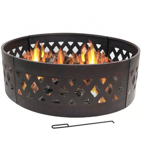 Outdoor Heavy-Duty Steel Portable Large Round Ring Crossweave Cut Out Fire Pit