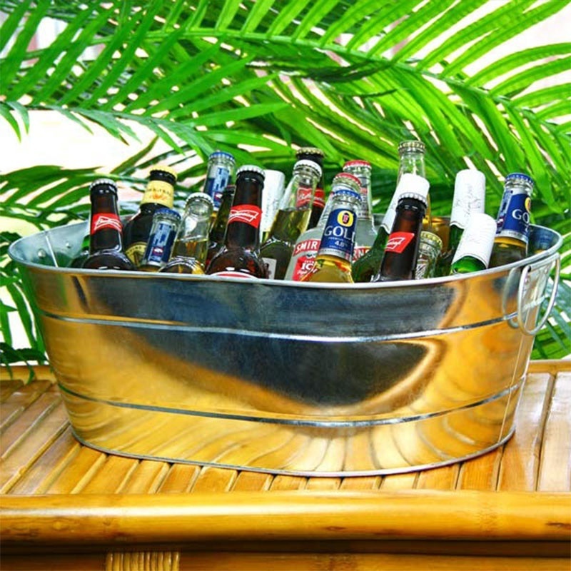 Large Galvanised Steel Oval Party Tub Beer Wine Coolers Chillers Bucket Ice Drinks Beer Bucket Metal Beverage Tub