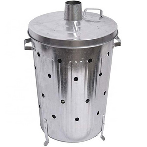 90L Galvanized steel Burn Barrel Trash Can garden rubbish incinerator bin Metal Garden Incinerator Can Garden Waste Incinerator