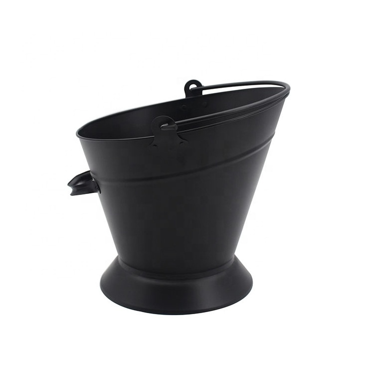 Eco-friendly Metal Charcoal Bucket Ash Can Galvanized Iron Ash Bucket Hot Ashes Carrier Container Black Black Fireside Fuel Can