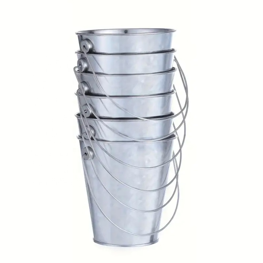 Eco-friendly Metal Bucket With Handle Galvanized Buckets For Party Small Metal Pails And Buckets For Party Favors Plant Candy