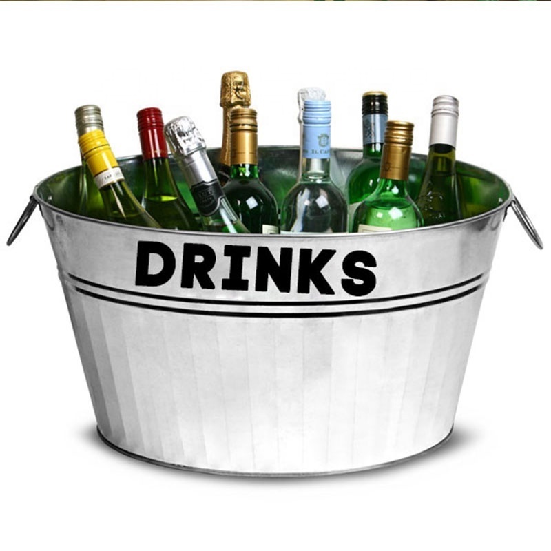 Large Galvanised Steel Oval Party Tub Beer Wine Coolers Chillers Bucket Ice Drinks Beer Bucket Metal Beverage Tub