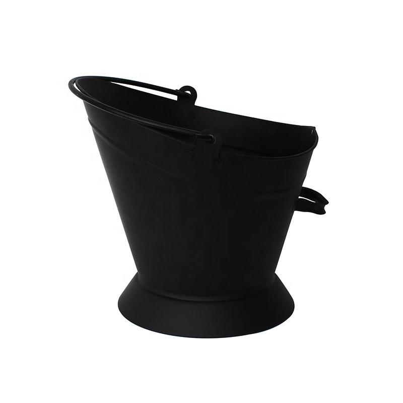 Eco-friendly Indoor and Outdoor Black Large Fire Place Ash Bucket Pellet Bucket Fireplace Fire Bucket Metal Ash Can