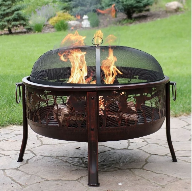 Copper Outdoor Patio Backyard Heavy Duty Steel Metal Iron Wood Burning Fire Pit for Firewood Patio Backyard for Patio Backyard