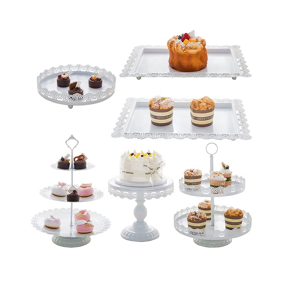 Elegant Decoration 6pcs Cake Stand Set Cupcake Holder Fruits Cakes Desserts  Candy Plate Cupcake Tower Dessert Table Display Set