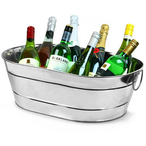 Large Galvanised Steel Oval Party Tub Beer Wine Coolers Chillers Bucket Ice Drinks Beer Bucket Metal Beverage Tub