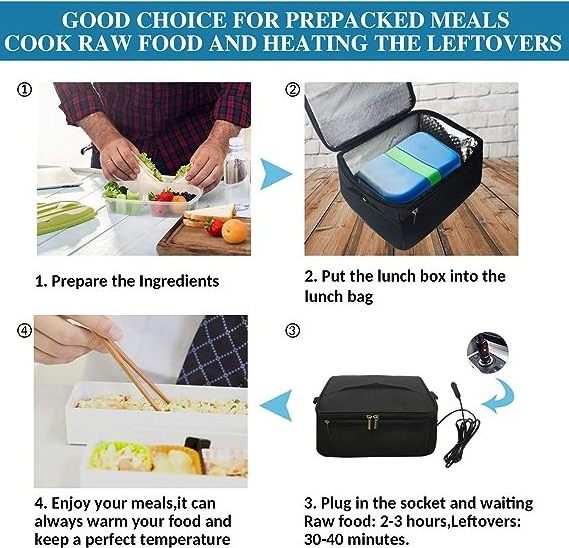 12V Portable Oven Personal Food Warmer for Car heated lunch bag for Meals Reheating Road Trip Office Work Picnic Camping