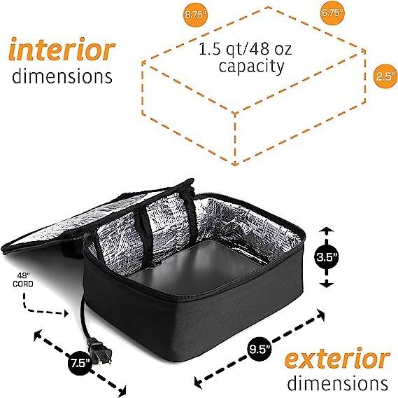 12V Portable Oven Personal Food Warmer for Car heated lunch bag for Meals Reheating Road Trip Office Work Picnic Camping