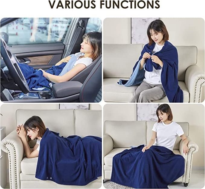 Full body 12v rechargeable battery electric heated car blanket usb heated blanket electric heated throw blanket for winter