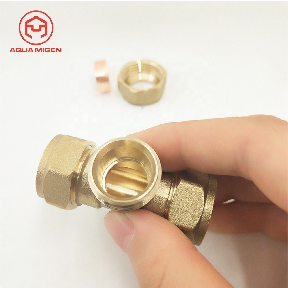 15mm Equal Tee Brass Compression Fittings For for Russian Market