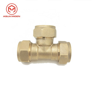 15mm Equal Tee Brass Compression Fittings For for Russian Market