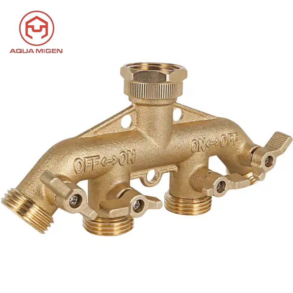 Garden Brass 4 Ways 3/4 Quick Hose Connector Water Splitter