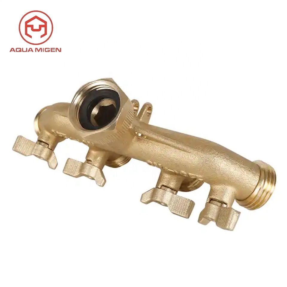 Garden Brass 4 Ways 3/4 Quick Hose Connector Water Splitter