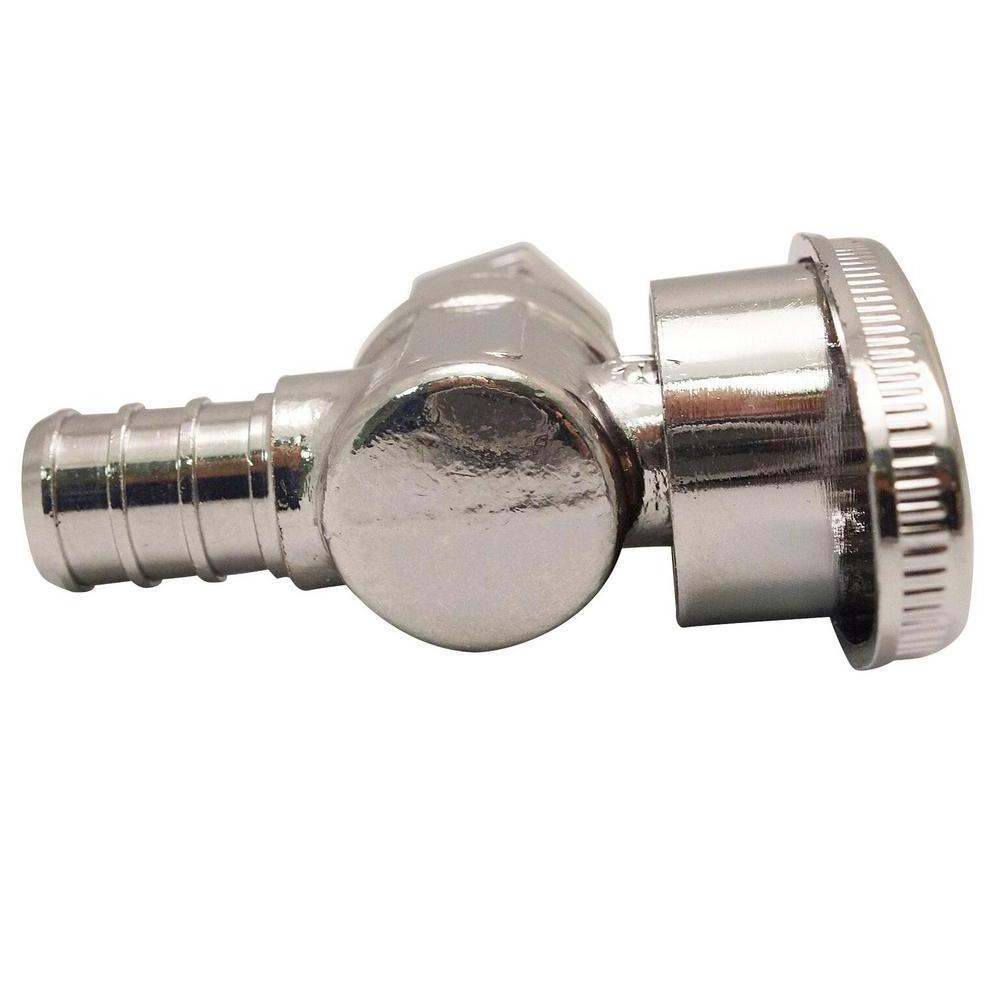 1/2 in Chrome-Plated Brass PEX Barb x 3/8 in Compression Quarter Turn Angle Stop Valve