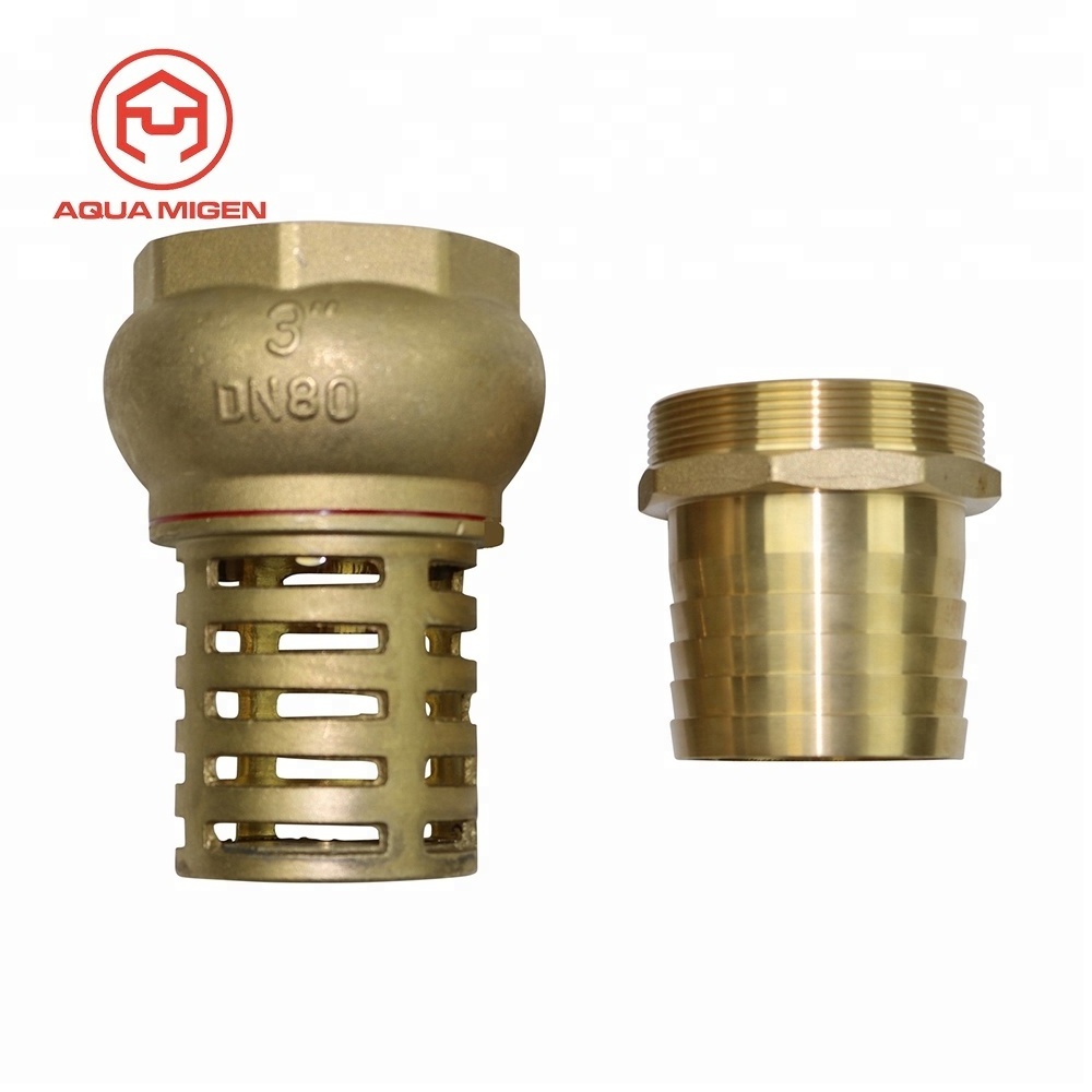 76.2mm BSP Male Thread Strainer Water Pump Hose Suction Brass Foot Valve with 3