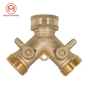 Garden Y Shaped Copper Brass 3/4 Hose Connector 2 Way Pipe Fitting