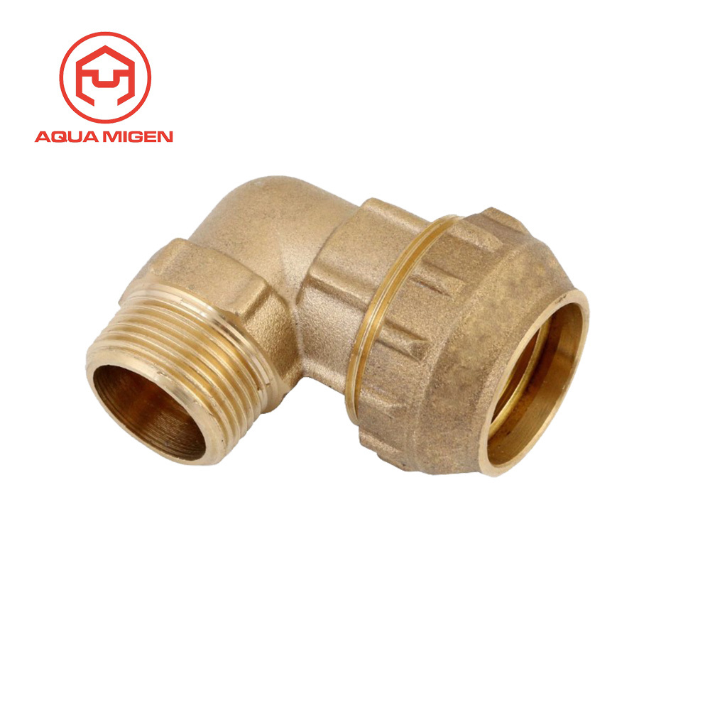 Screw Joint 50x1 1/2 Compression Equal Elbow Pipe Fitting for PE Pipes with cw617n Brass Ring