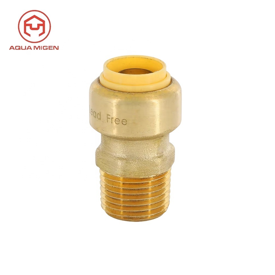 Brass Quick Release Connector Brass Push Fit Fittings Male Threads Elbow for Pex Plumbing Water Pipe