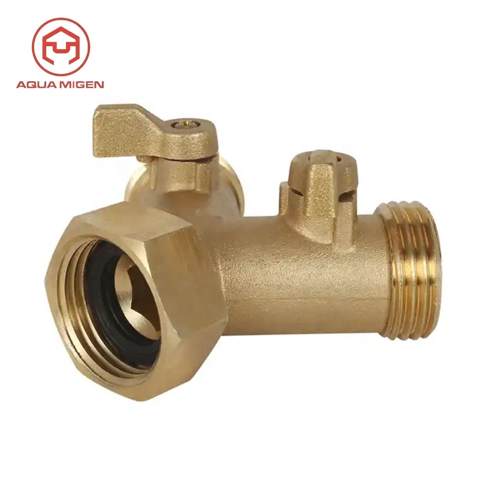 Male Thread Garden 2 Way Y Shaped Heavy Duty Brass Hose Splitter Connector