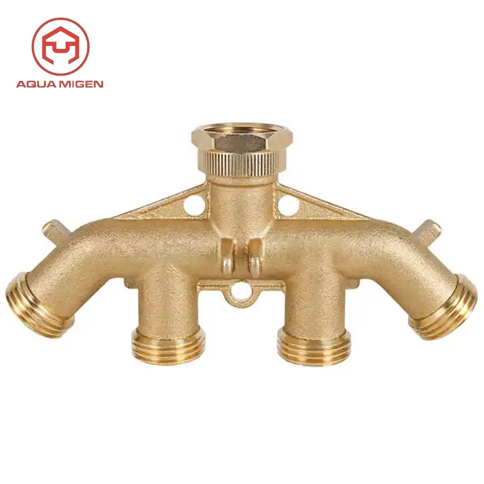 Garden Brass 4 Ways 3/4 Quick Hose Connector Water Splitter