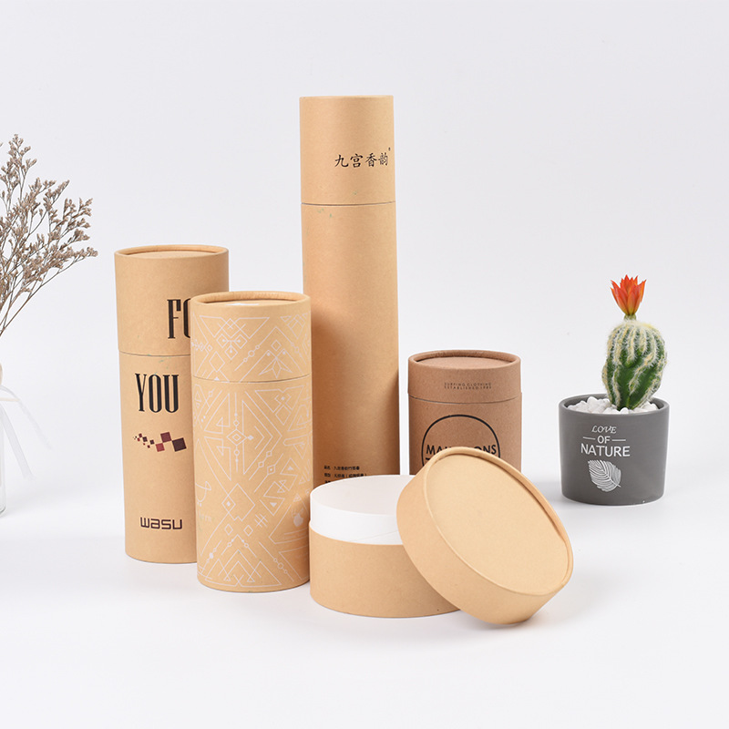 Custom Cylinder Eco-Friendly White Tshirt Socks Kraft Paper Tubes Packaging For Tshirt