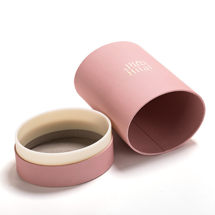 Pink paper board tube for food chocolate recycled craft luxury round tube paper box gift packaging