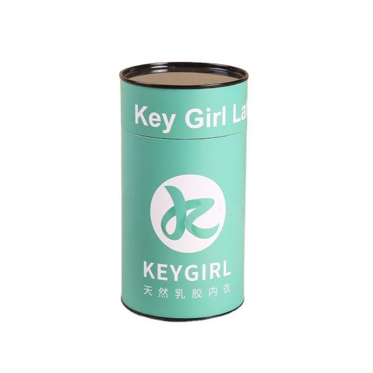 Custom eco friendly cylinder paper tube pack cloth socks sleeve stockings packaging cardboard round box with metal lids