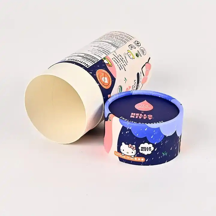 Manufacturer Eco friendly paper cylinder packaging box for tea/herbs/coffee packaging