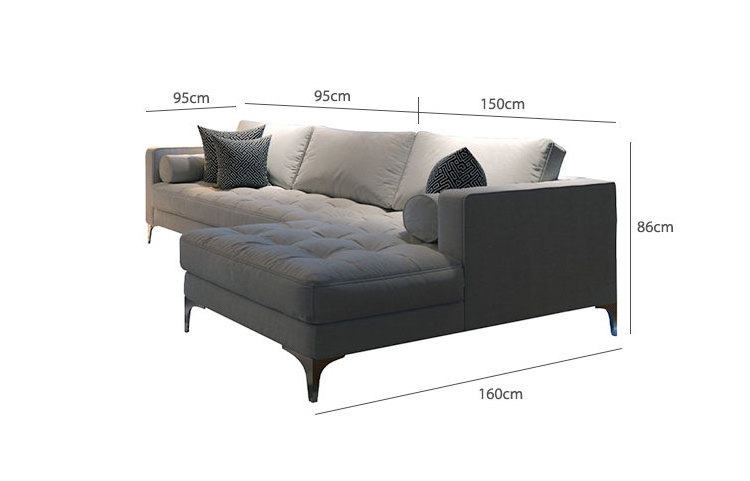 Factory Price Living Room Gray Sectionals Sofa Lounge Couch With Chaise