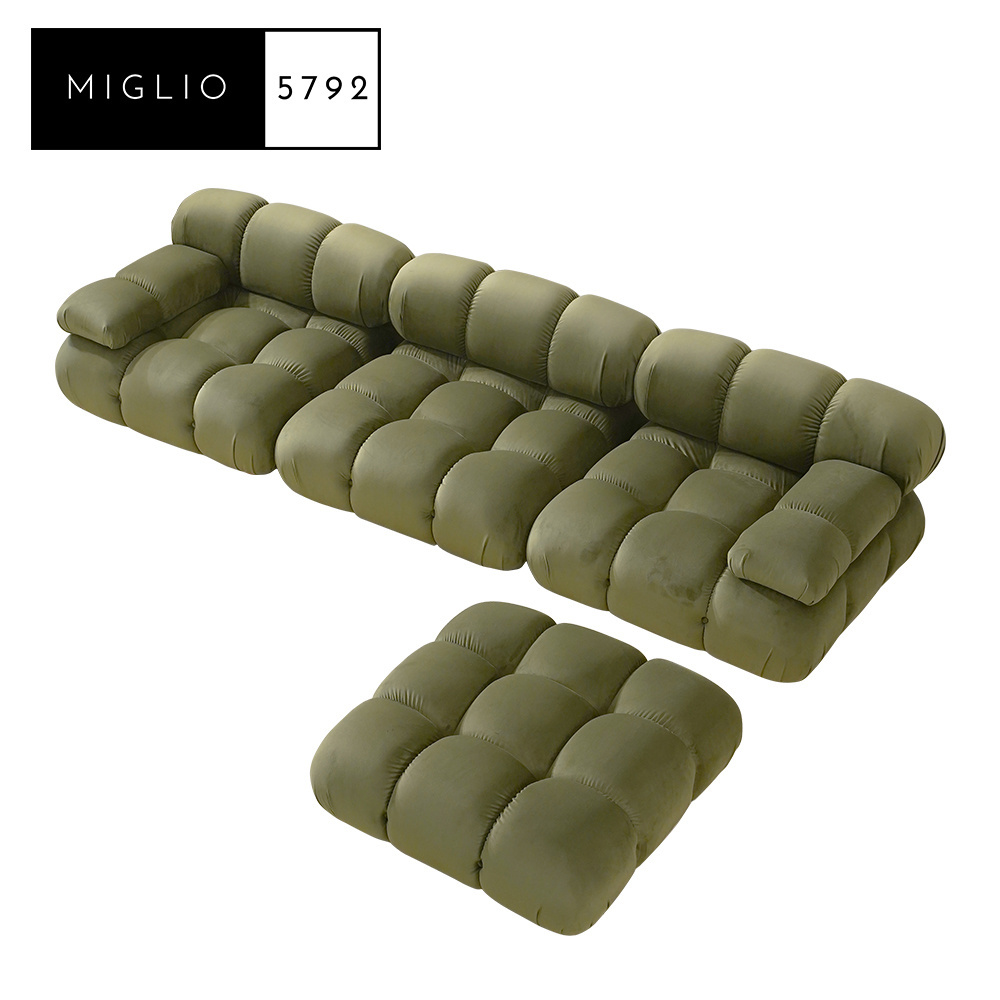 Moderns Velvet Cushioned Combination Sofa With Ottoman | ODULAR SOFA IN 3 SEGMENTS | sofas for the living room |