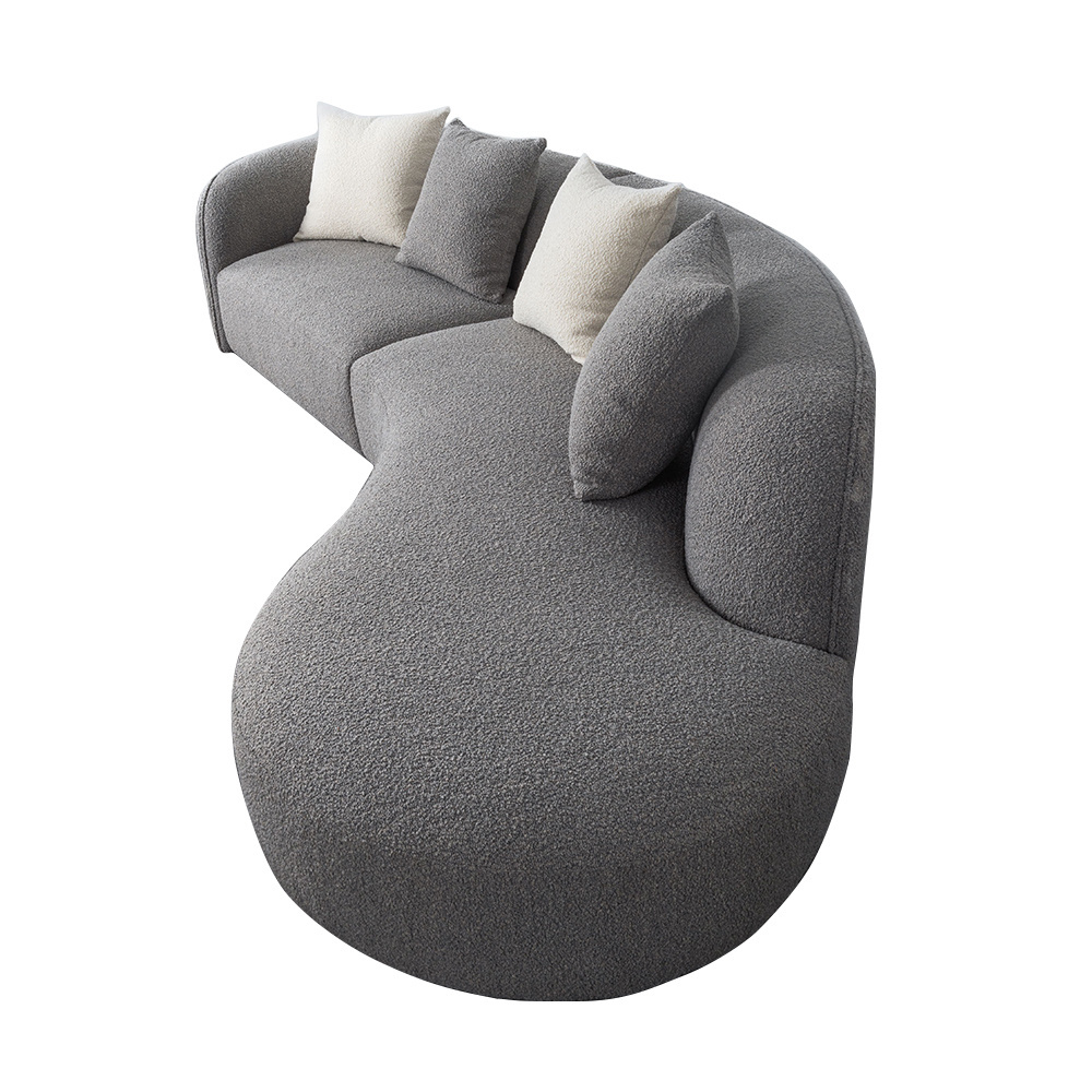 Luxury Living Room Furniture 4 Seater Curved Sofa Irregular Boucle Curve Shape Unique Sectional Curved Modular Teddy Sofa