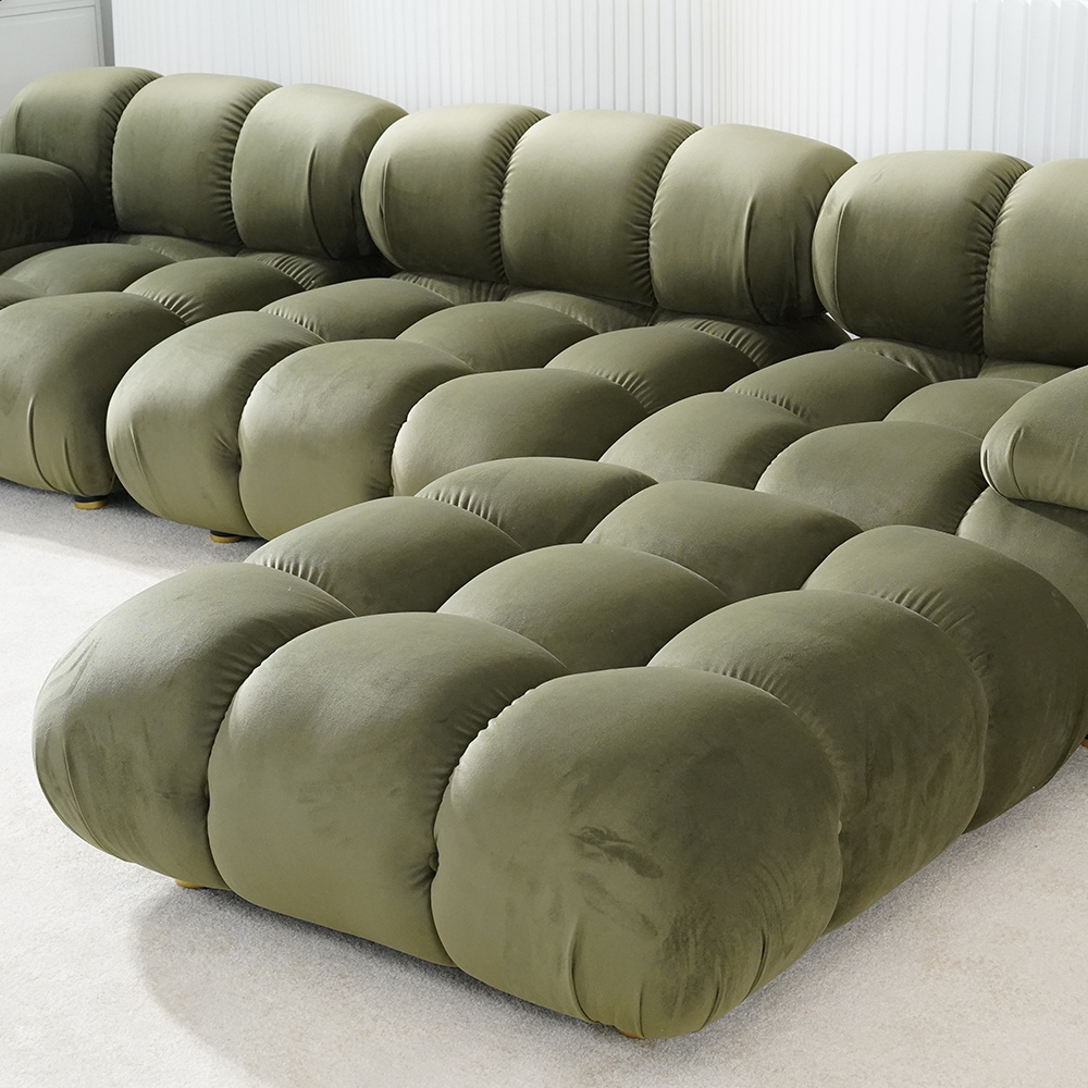 Moderns Velvet Cushioned Combination Sofa With Ottoman | ODULAR SOFA IN 3 SEGMENTS | sofas for the living room |