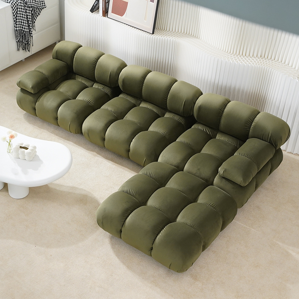 Moderns Velvet Cushioned Combination Sofa With Ottoman | ODULAR SOFA IN 3 SEGMENTS | sofas for the living room |