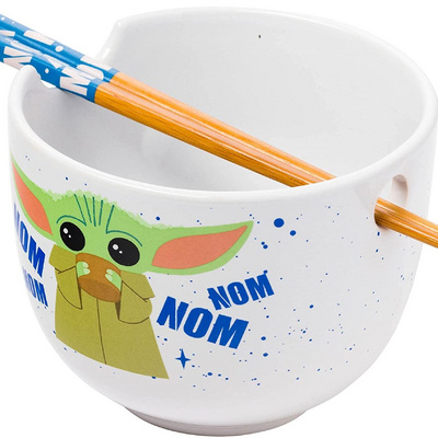 Custom logo Ceramic Ramen Bowl with Chopsticks Porzellanschussel und essstabchen Ceramic Noodle Bowl