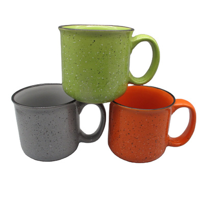 wholesale 15oz speckled porcelain campfire mug stoneware splash ink coffee cup ceramic campfire mug