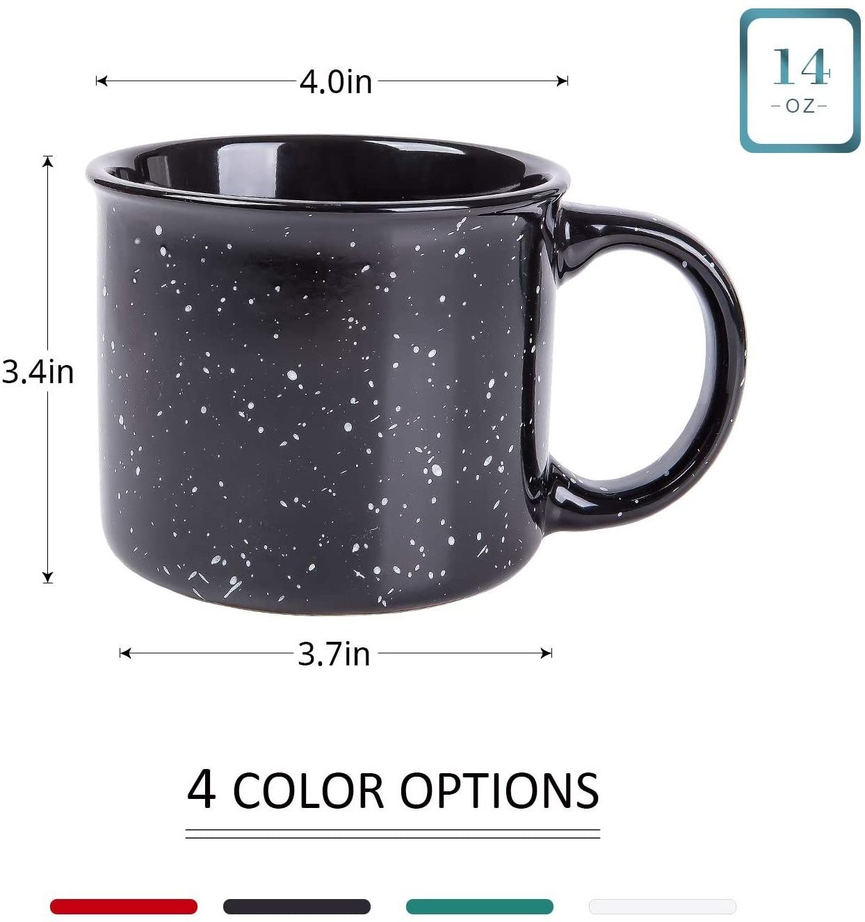 14 Oz Ceramic enamel Coffee Mug with Speckled ceramic Campfire mug For Tea Coffee and Hot Chocolate