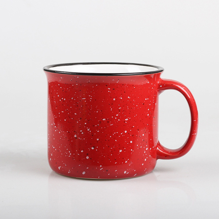 Hand painting ceramic enamel mug Ceramic Campfire coffee Mug with Speckled