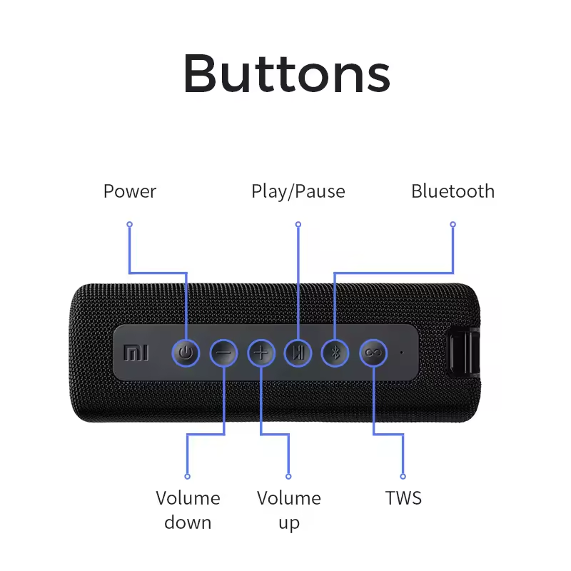 Xiaomi Mi Portable BT Speaker Outdoor 16W TWS Connection High Quality Sound IPX7 Waterproof 13 hours playtime Mi Speaker