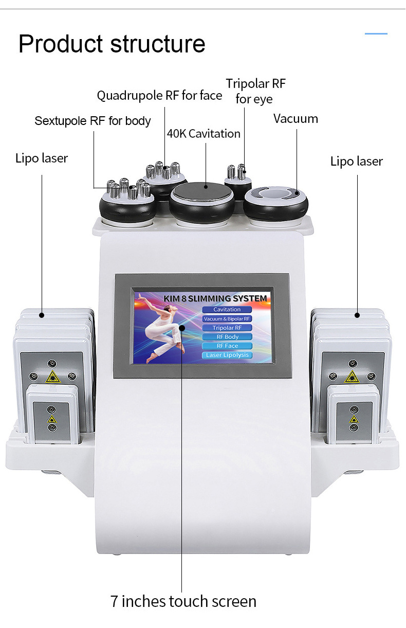 6 In 1 Vacuum Cavitation System Type And Radio Frequency Lipolaser Cavitation Rf Slimming Beauty Machine