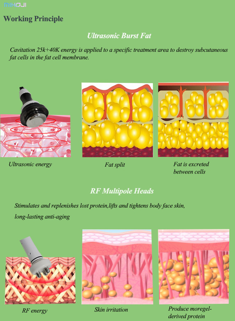 2  probes ultrasound cavitation 25K 40K ultrasonic cavitation slimming machine
