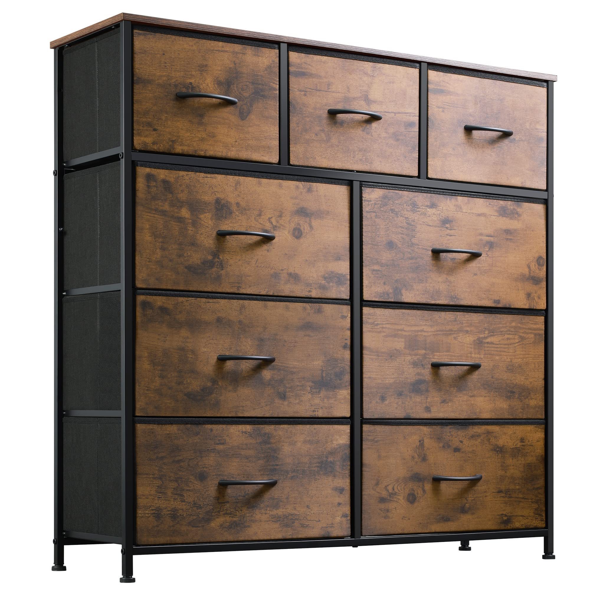 9-Drawer Dresser, Fabric Storage Tower for Bedroom, Hallway, Nursery, Closet, Tall Chest Organizer Unit with Fabric Bins