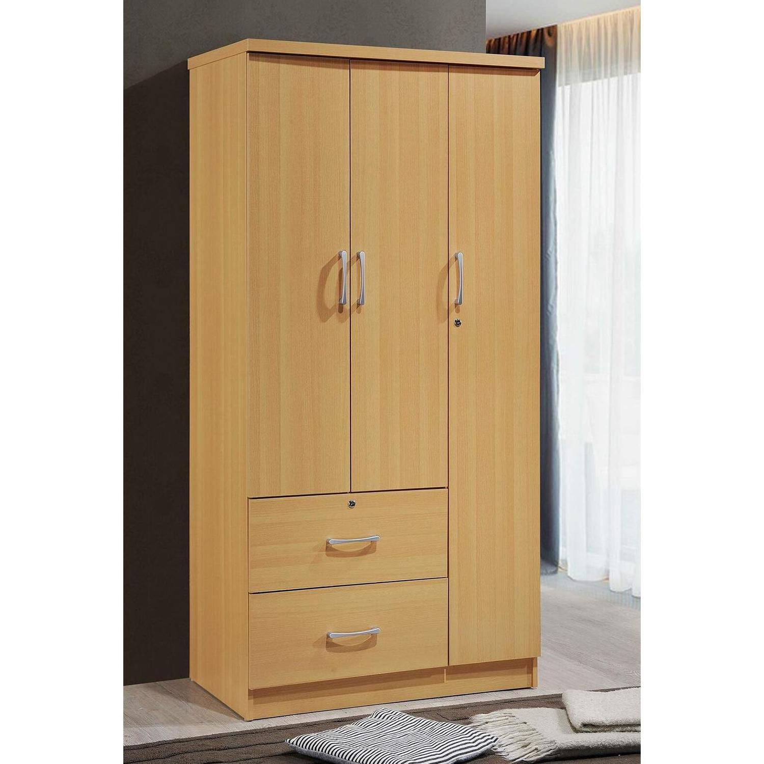 Brown 3 Door 2 Drawer Wardrobe Bedroom Bathroom Kitchen Tall Wardrobe/Closet