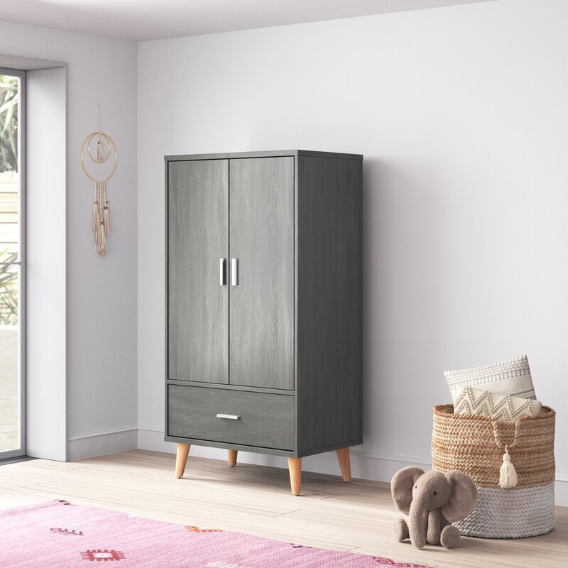 2 Door Wardrobe with Adjustable/Removable Shelves,  Cover for Hanging Clothes