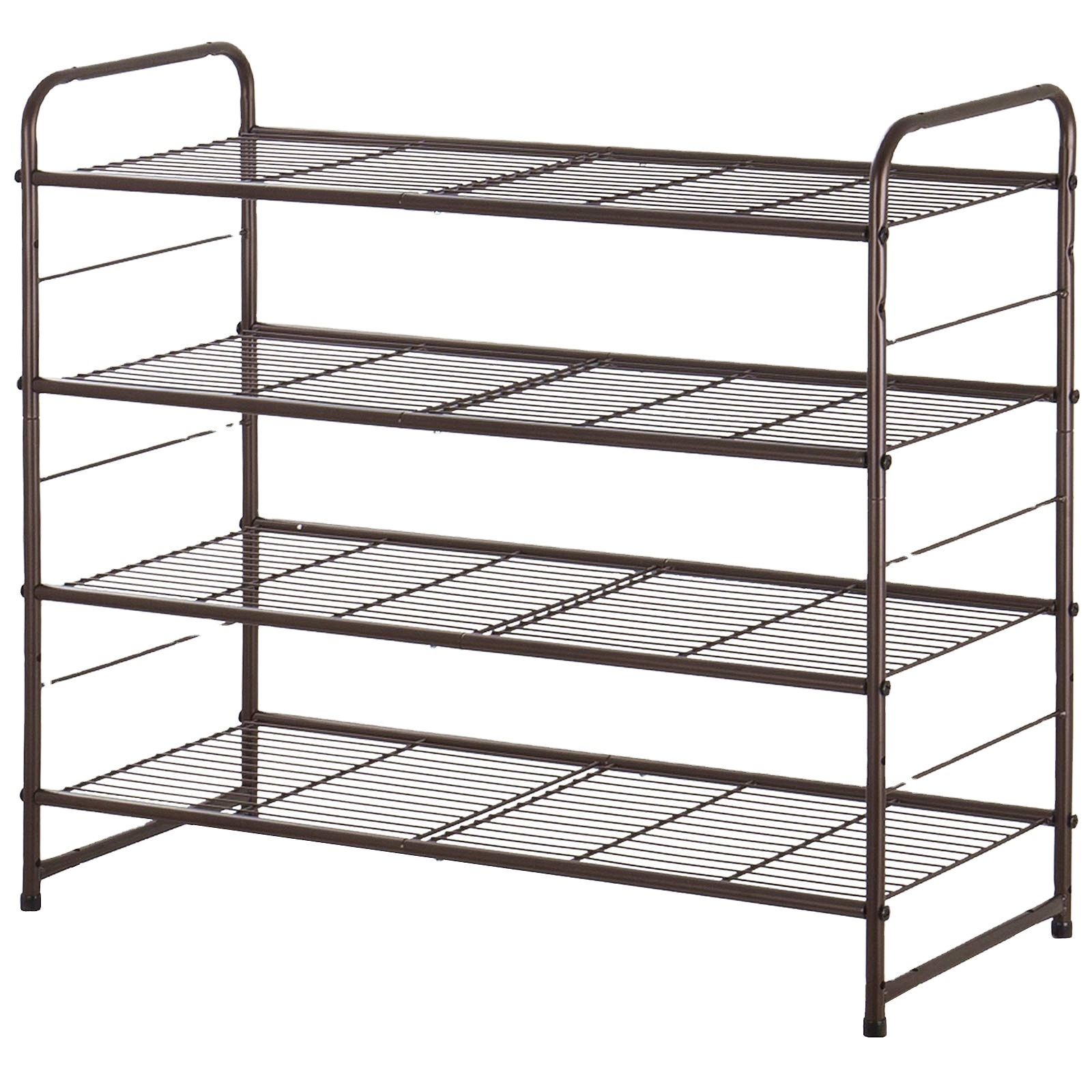 3-Tier Shoe Rack, Stackable & Adjustable Wire Grid Shoe Shelf Storage