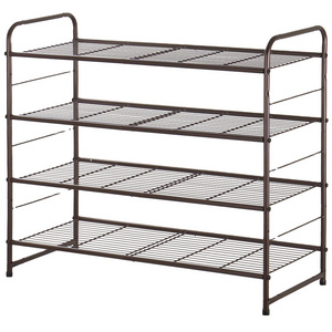 3-Tier Shoe Rack, Stackable & Adjustable Wire Grid Shoe Shelf Storage