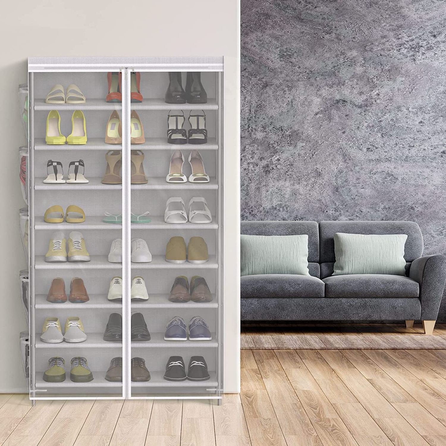 White texture   8 Tiers  Rack with  Stores up to 29-36 pairs of shoe