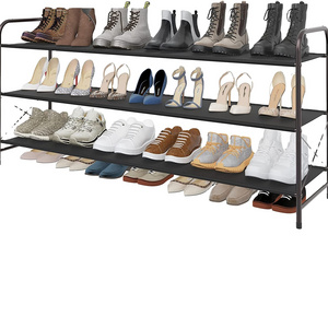 Tier Bronze Long Shoe Rack, 45.5"W x 11.2"D x 19.5"H, Holds 24 Pairs of Shoes, Wide Stackable Shoe Rack Organizer