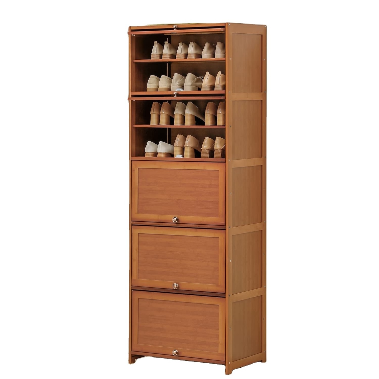 Shoe Storage Cabinet with Doors, 10 Tier Freestanding Shoes Heels Sneakers Shelf Rack for 26-30 Pairs